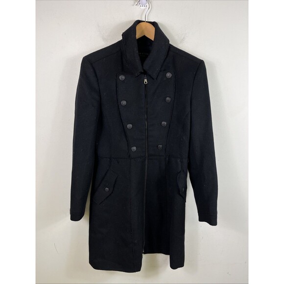Rag & Bone Full Zip Distressed Wool Peacoat Trench Size 6 - Picture 1 of 14